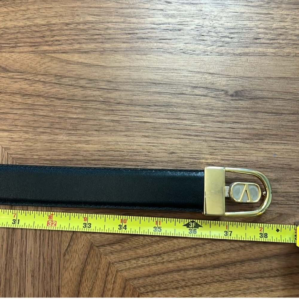 Valentino Vintage Gold Silver Tone belt buckle and leather belt 105/42